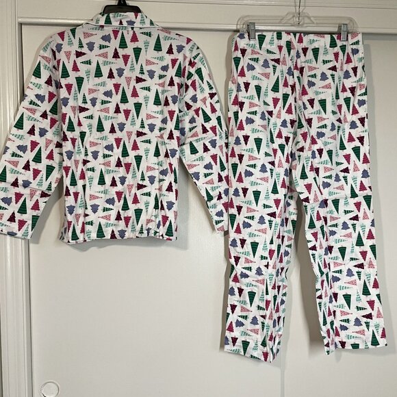 J. Crew Long Sleeve Flannel Holiday Print Pajama Sleep SET Size MP White Multi - Picture 10 of 12